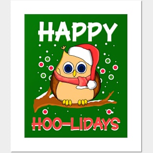 Happy Hoo Lidays Hoolidays Owl Owlidays Christmas Posters and Art